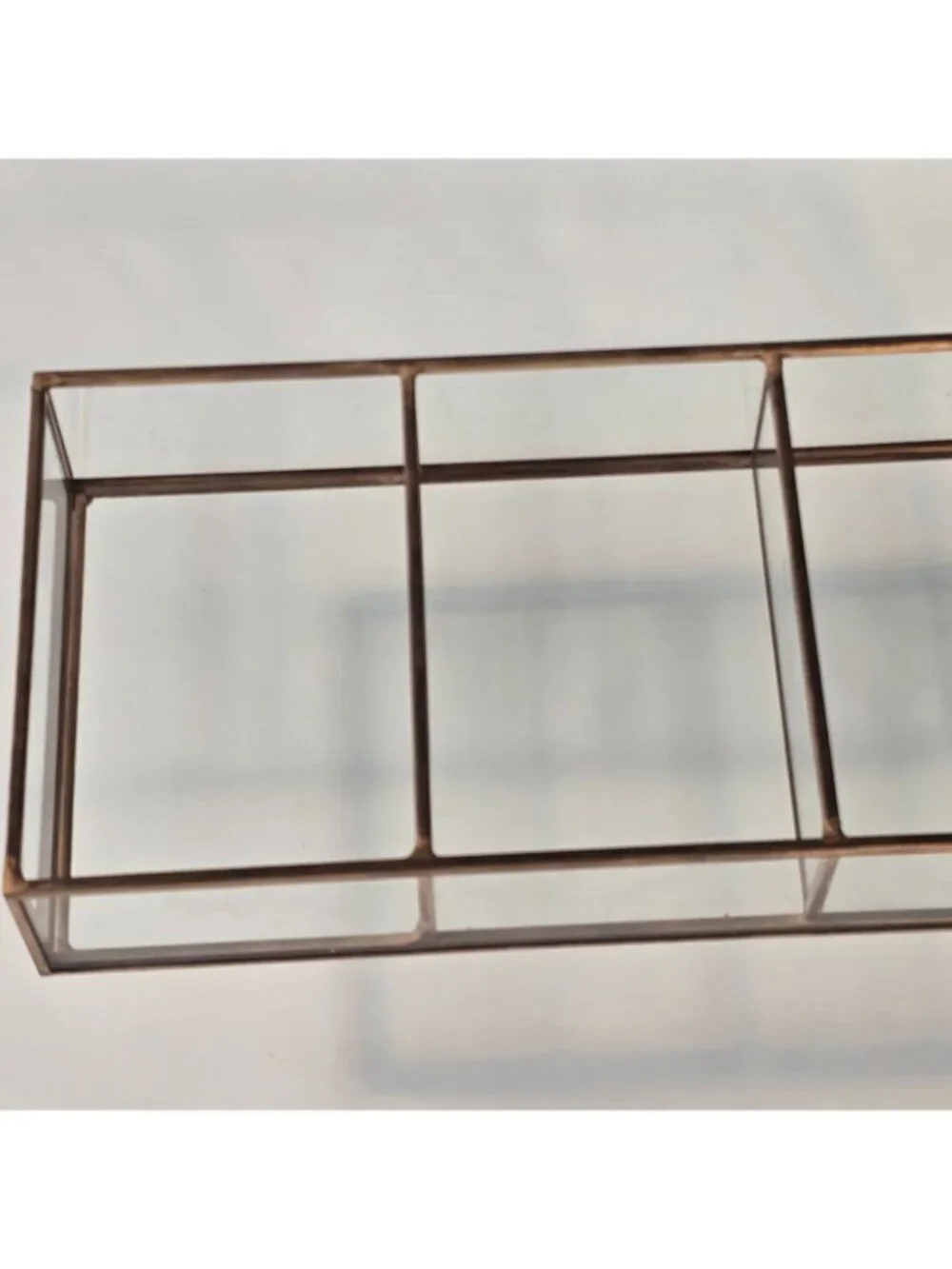 3 Section Organizer Brass & Glass Cosmetic Makeup Lipstick Jewelry Holder